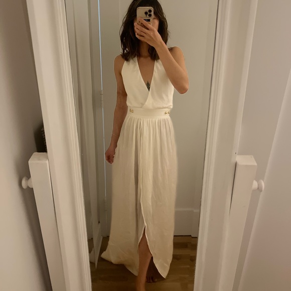 NWT Balmain silk halter backless white maxi dress - Picture 2 of 13